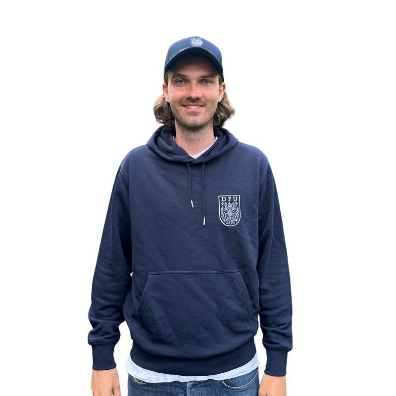 Hoodie navy - weißes Wappen